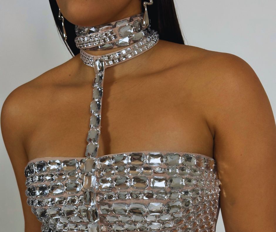 Glitz Glam Silver Crop Top