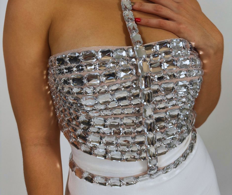 Glitz Glam Silver Crop Top