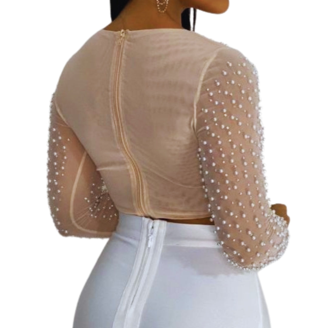 Crop top de malla con perlas
Top elegante de manga larga
Top con perlas glamuroso
Crop top transparente
Top de malla para eventos
Top decorado con perlas
Crop top de moda alta
Crop top nude sofisticado
Top de malla con perlas largas
Ideas de outfit con crop top nude
Nude mesh pearl crop top
Elegant long sleeve top
Glamorous pearl decorated top
See-through crop top
Mesh top for evening wear
Pearl embellished top
High fashion crop top
Sophisticated nude crop top
Long sleeve pearl mesh top
Nude crop top outfit