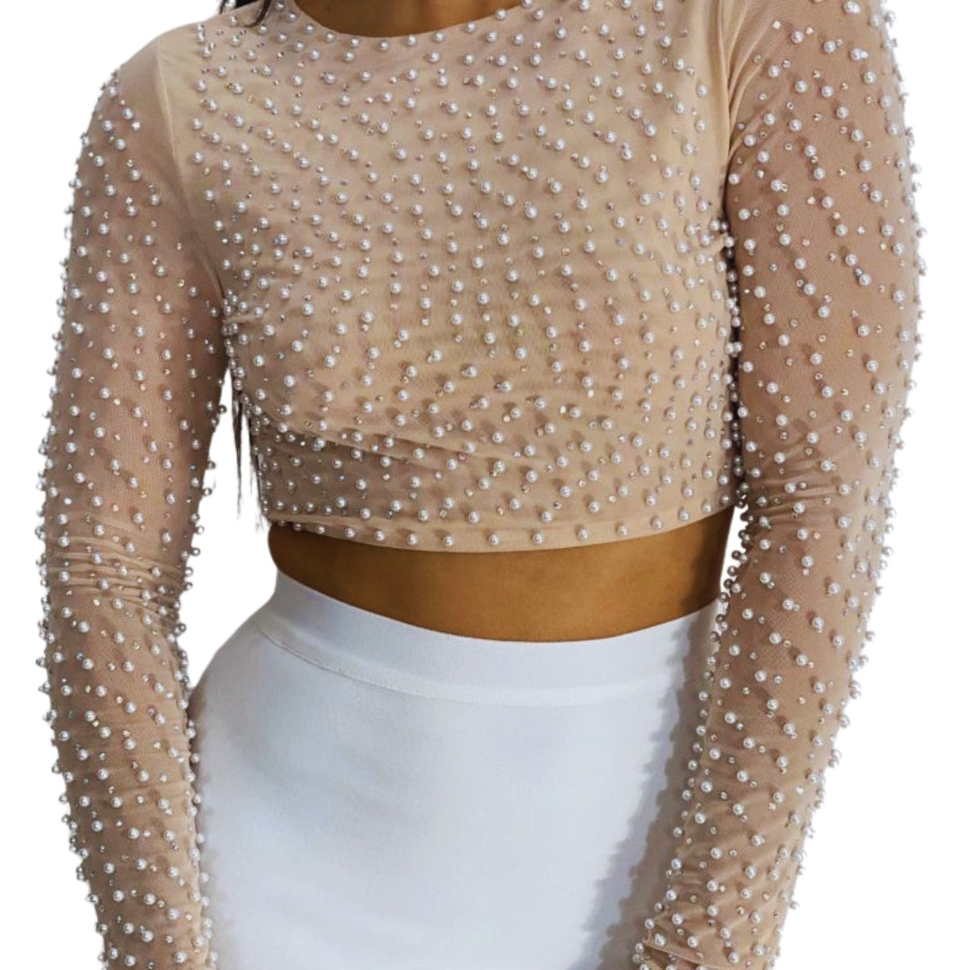 Crop top de malla con perlas
Top elegante de manga larga
Top con perlas glamuroso
Crop top transparente
Top de malla para eventos
Top decorado con perlas
Crop top de moda alta
Crop top nude sofisticado
Top de malla con perlas largas
Ideas de outfit con crop top nude
Nude mesh pearl crop top
Elegant long sleeve top
Glamorous pearl decorated top
See-through crop top
Mesh top for evening wear
Pearl embellished top
High fashion crop top
Sophisticated nude crop top
Long sleeve pearl mesh top
Nude crop top outfit