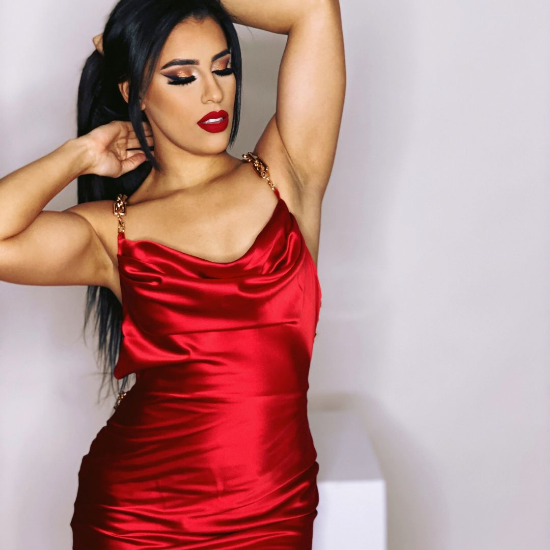 Oh la la Red  Long Satin Dress